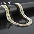 UWIN мужское ожерелье золотистого цвета, цепочка из сплава цинка, 2 ряда, прозрачный кристалл, 30 дюймов, 7 мм, стразы, цветное ожерелье, веревка, ювелирные изделия в стиле хип-хоп