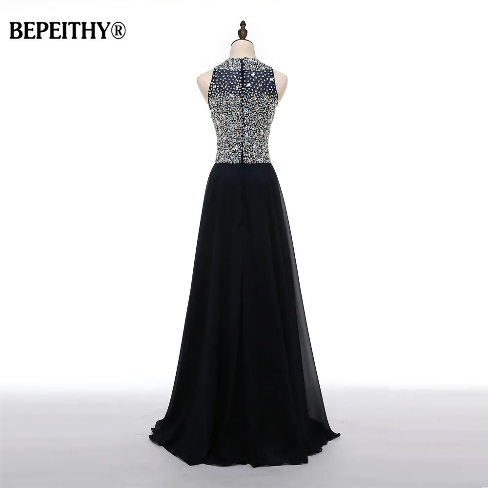 Женское вечернее платье A Line Черное длинное со стразами лиф стразами|prom gown|black long