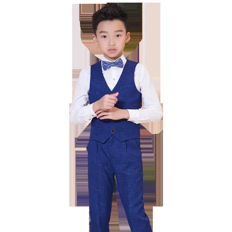 Kids Formal Dress Vest Clothing Sets Flower Boy Piano Performace Party Costume Children Shirts Trousers Bowtie 4PCS Outfits | Детская