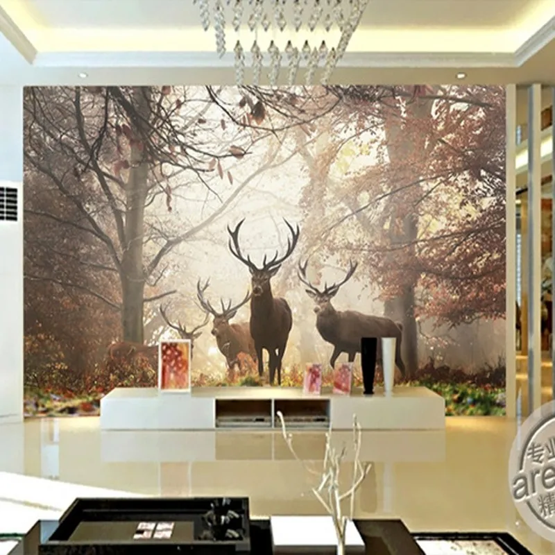 3D Трехмерная большая Настенная картина размер на заказ обои для сада леса оленя