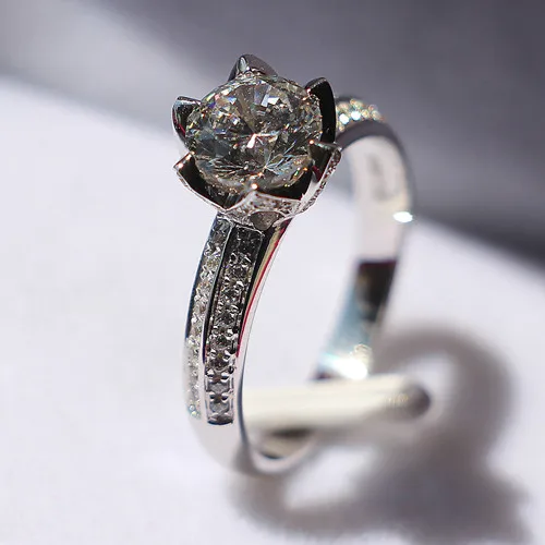 Подлинное кольцо лотоса из стерлингового серебра 925 пробы 2Ct 8 мм тестовое