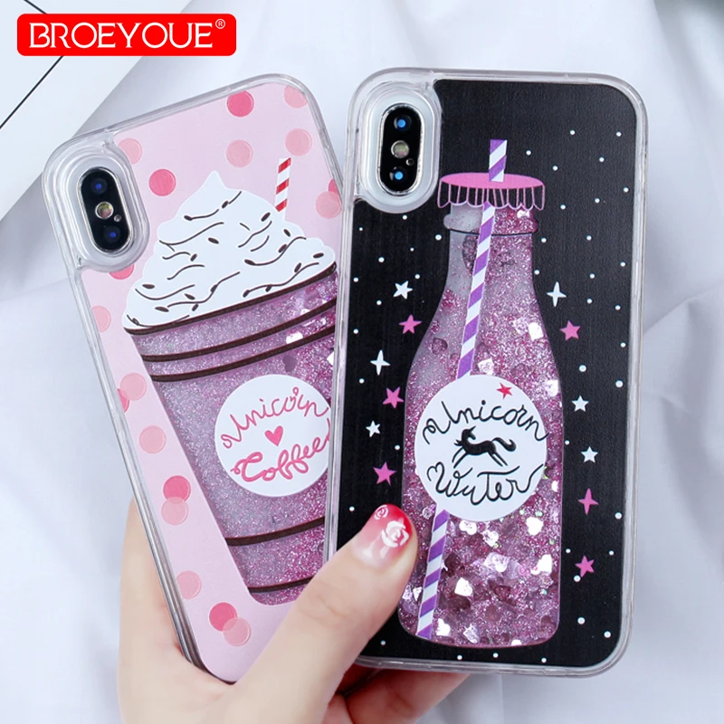 Чехол для iPhone 8 7 Plus силиконовый мягкий блеск TPU розовый чехол с сердцем X XR XS Max SE 5 5S