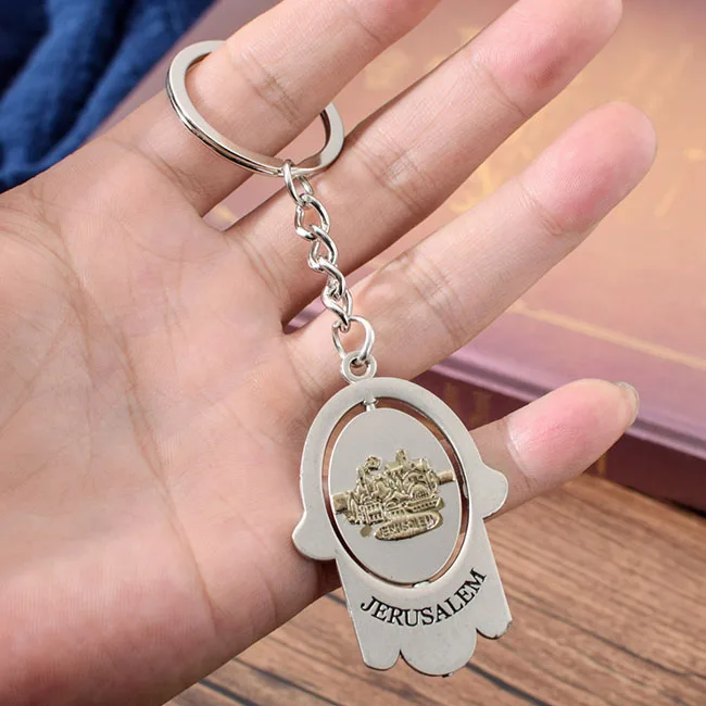 Hamsa Key Chain Vicney Israel Jerusalem Hamsa брелок в виде руки этнический Вращающийся брелок для ключей - Цвет: Hamsa Key Chain
