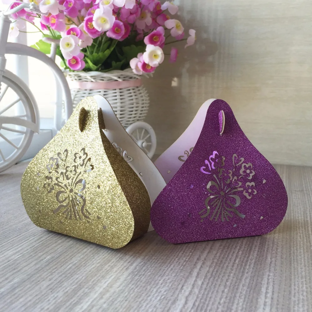 

100pcs/lot Bling Glitter Gold Paper Unique wedding box Party Favor box gift box baby shower wedding decoration party supplies