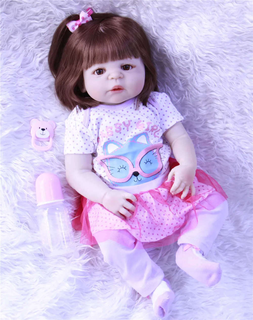 57 &quotпрекрасный полный силиконовый для новорожденных девочек bebe lol кукла игрушка