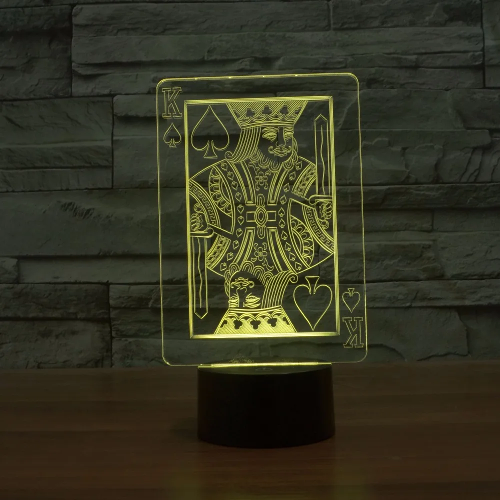 Радужные цвета покер Король 3d иллюзия лампы пасхальное украшение Falsh светодиоды