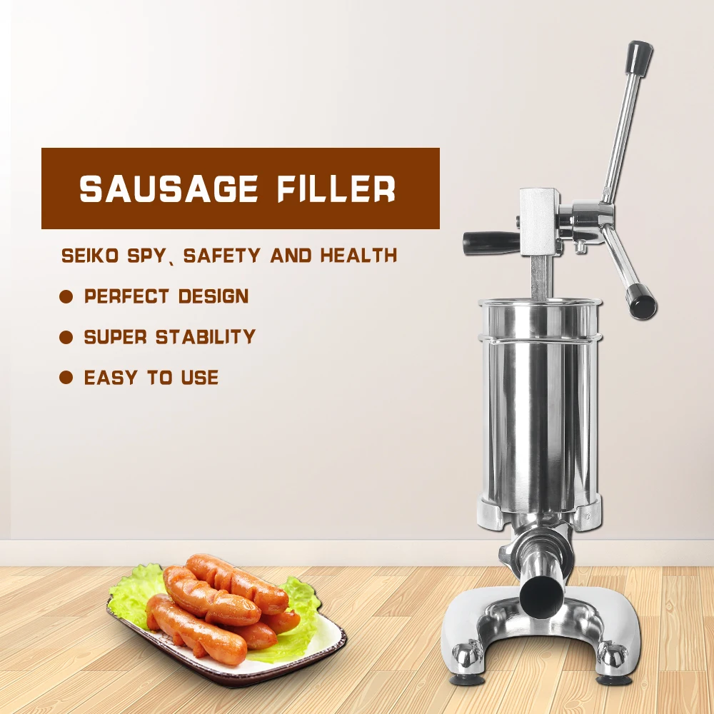 Manual 2L Sausage Stuffer Sausage Maker Stainless Steel Meat Filling Machine With 4 Funnels Sausage Filler Kitchen Meat Tools