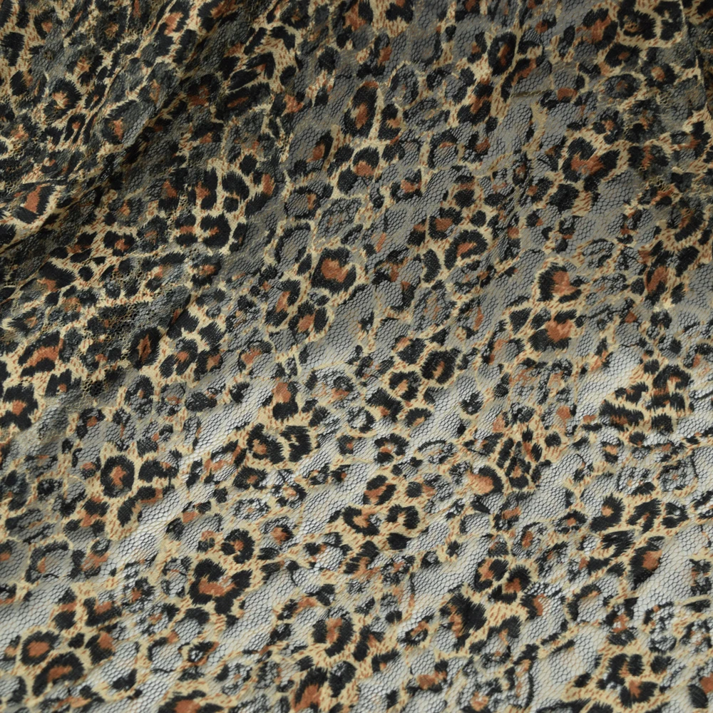 2 ярдов в ширину 150 см Ткань с принтом животных леопардовая кожа печать кружевная