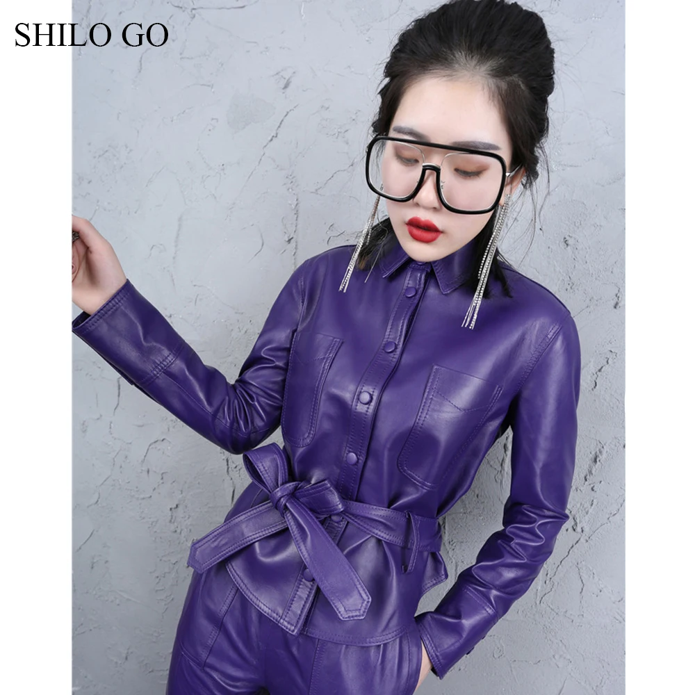 Куртка SHILO GO женская весенняя модная из натуральной овчины с отворотным
