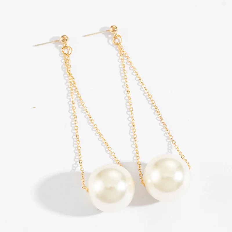 Женские длинные висячие серьги с искусственным жемчугом в Корейском стиле