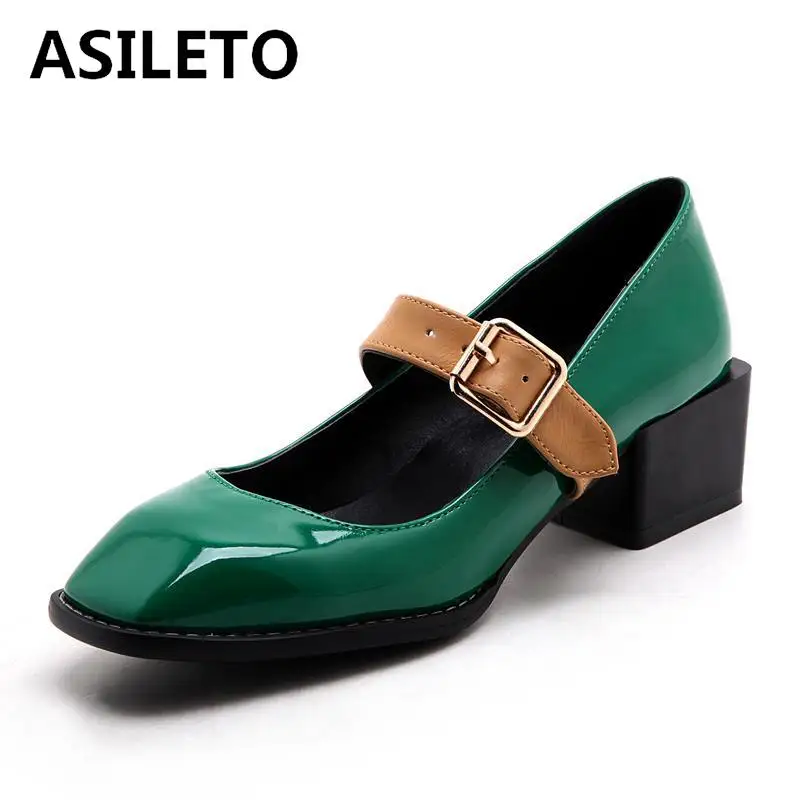 ASILETO/Женская обувь Туфли лодочки на не сужающемся книзу массивном каблуке с
