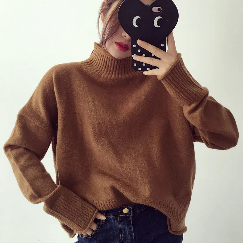 Свитеры для женщин водолазка длинный рукав стандартные пуловеры аппликации