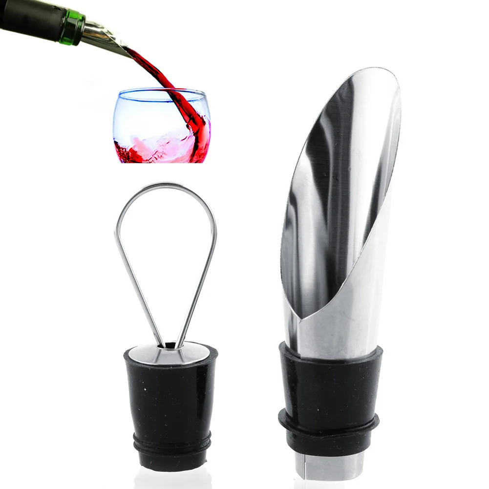 Stainless Steel Vacuum Pump Wine Bottle Stopper Funnel Pourer Decanter | Дом и сад