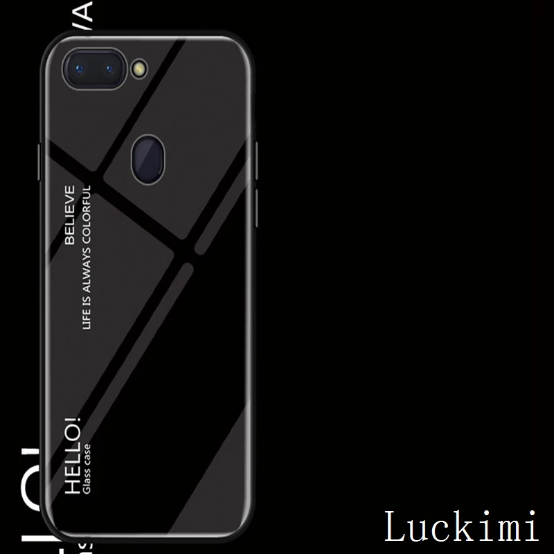 For OPPO R17pro R9splus R11splus R15 PRO Find x Realme1 Realme2 Realme3PRO A1 K1 A5 F5 F3 Soft TPU Luxury Gradient Glass case |