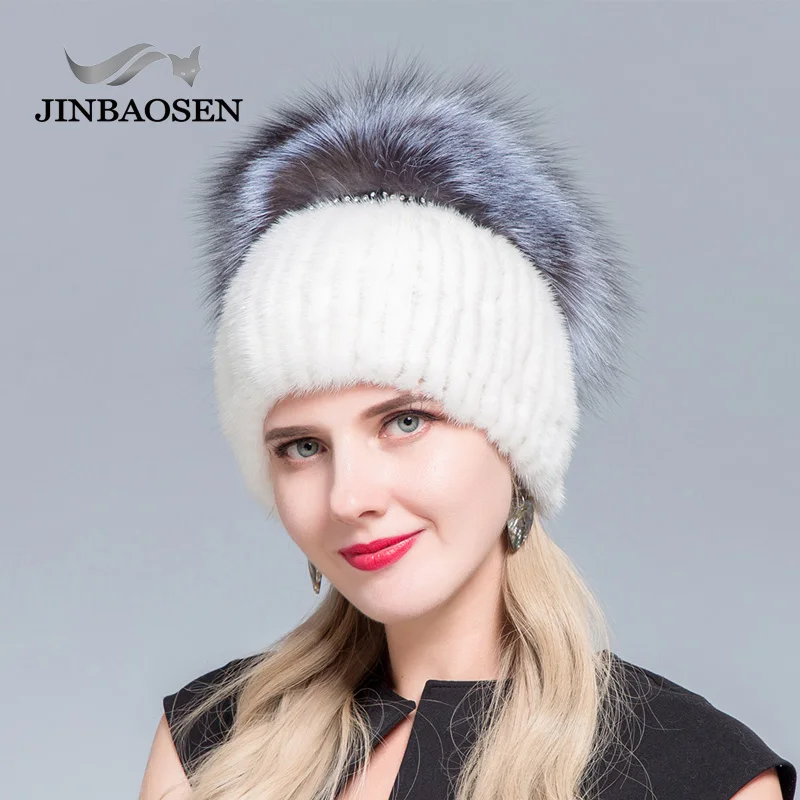 JINBAOSEN/Лидер продаж русская меховая шапка Оттер с лисой в сочетании мехом модная