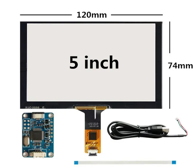 5 inch 120mm*74mm Raspberry Pi GPS Navigation Capacitive Touch Digitizer Touch Screen Panel Glass USB Driver Board