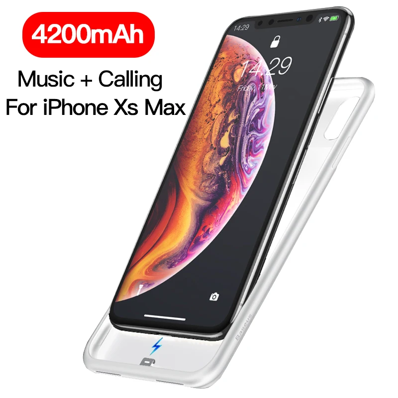 White For IP Xs Max Чехол для зарядного устройства Baseus для iPhone Xs Max Xr X чехол для зарядки аккумулятора 4200 мАч для iPhone Xsmax внешний аккумулятор зарядное устройство - Цвет: White For IP Xs Max