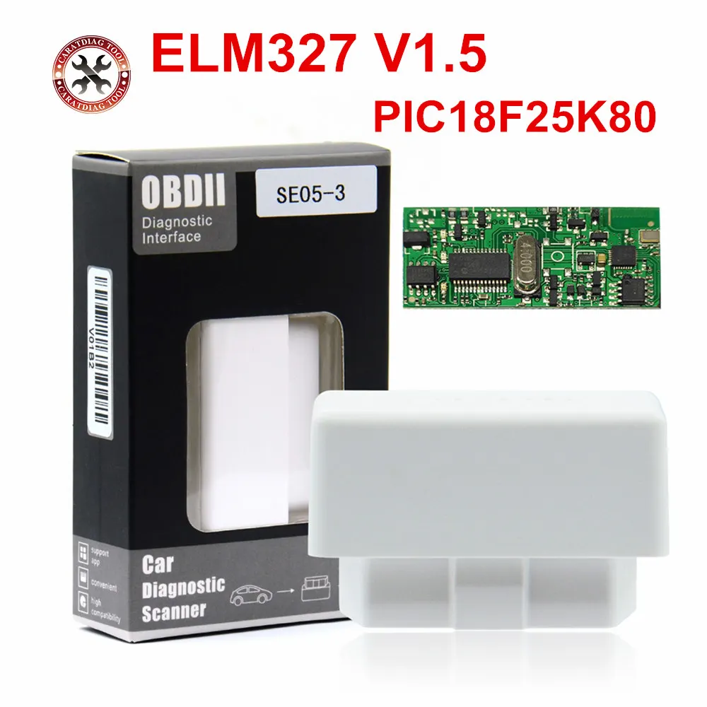 ELM327 V1.5 Bluetooth с чипом PIC18F25K80 OBD2 OBD II диагностический сканер для Android/ПК Поддержка
