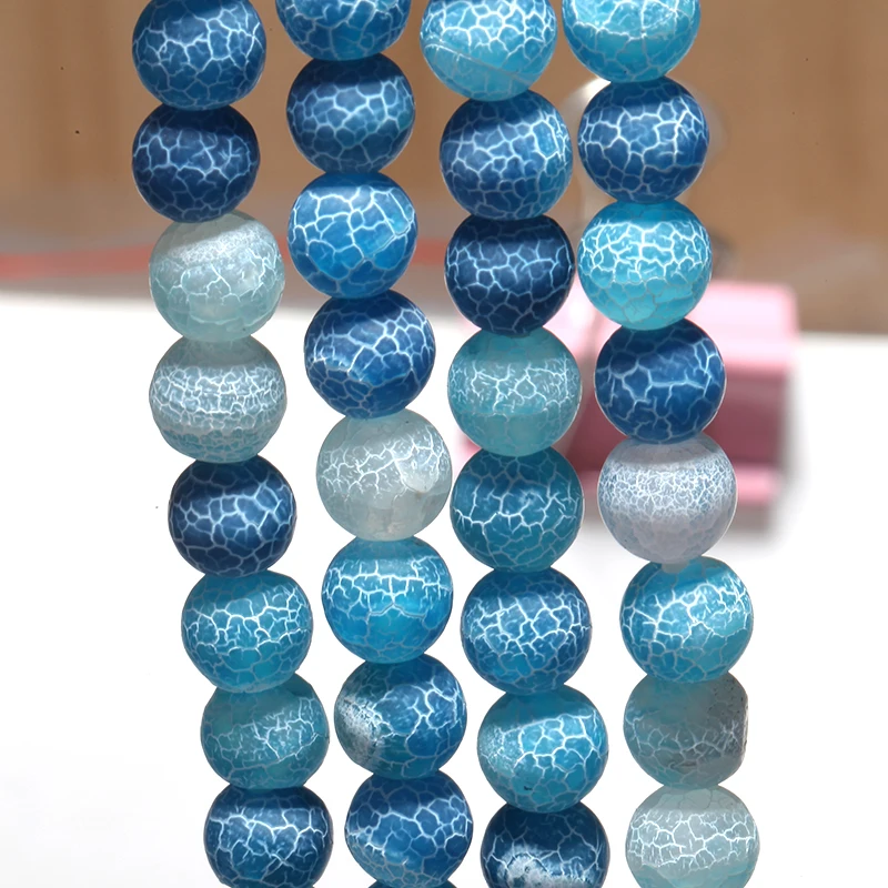 Frosted blue weathered carnelian round beads 8 mm Fashion necklace accessories Bracelet Beads for jewelry making | Украшения и