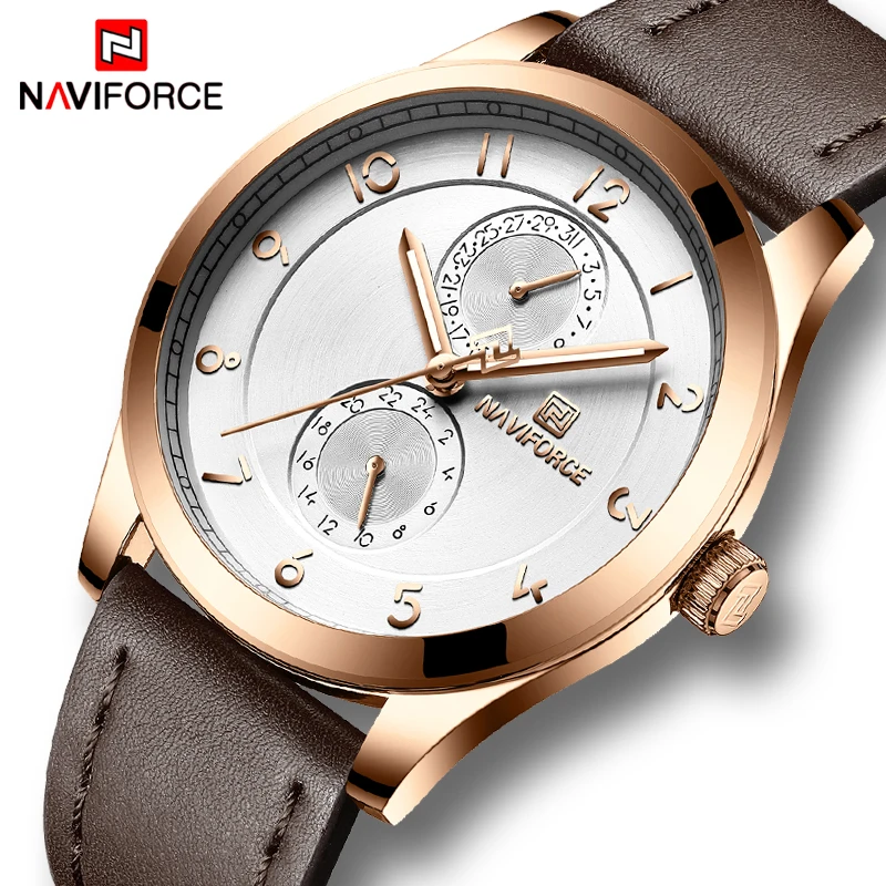 Ультратонкие часы NAVIFORCE мужские s лучший бренд роскошные кожаные Наручные