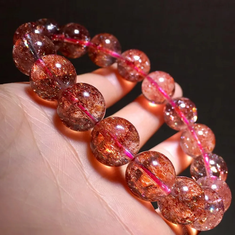 Подлинная натуральная Lepidocrocite кварц 13 мм красный супер семь прозрачный круглый