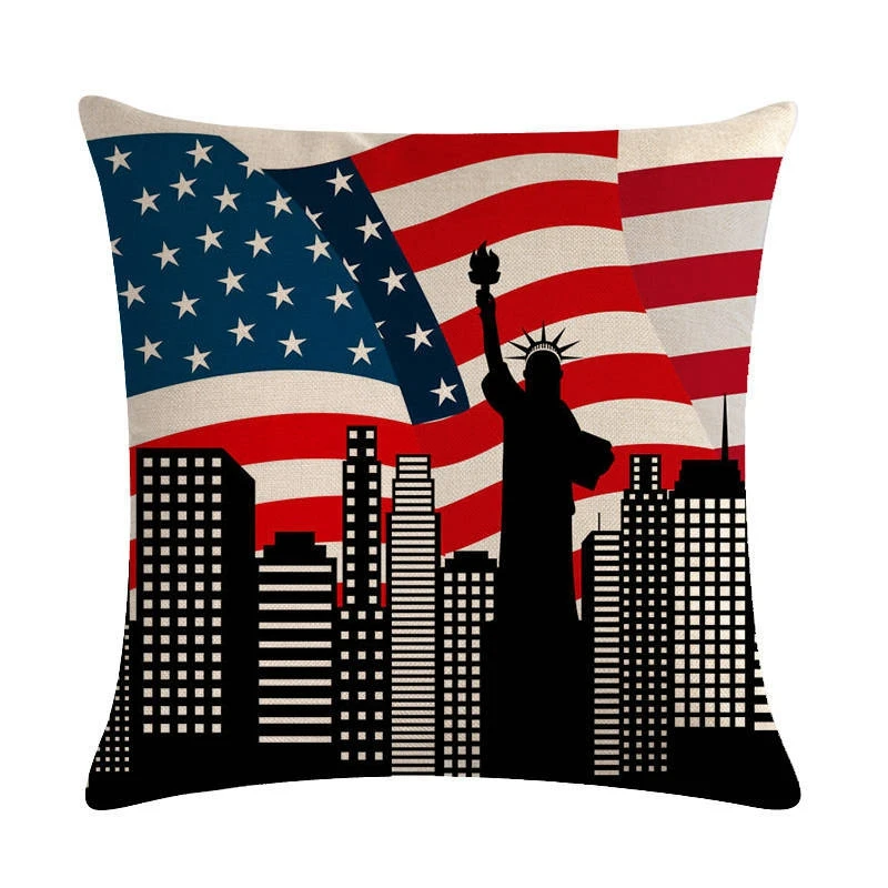 American Style Decorative Cushion Covers Vintage Retro Independence Day Throw Pillow Cover Pillowcases For Sofa Chair Home Decor | Дом и сад