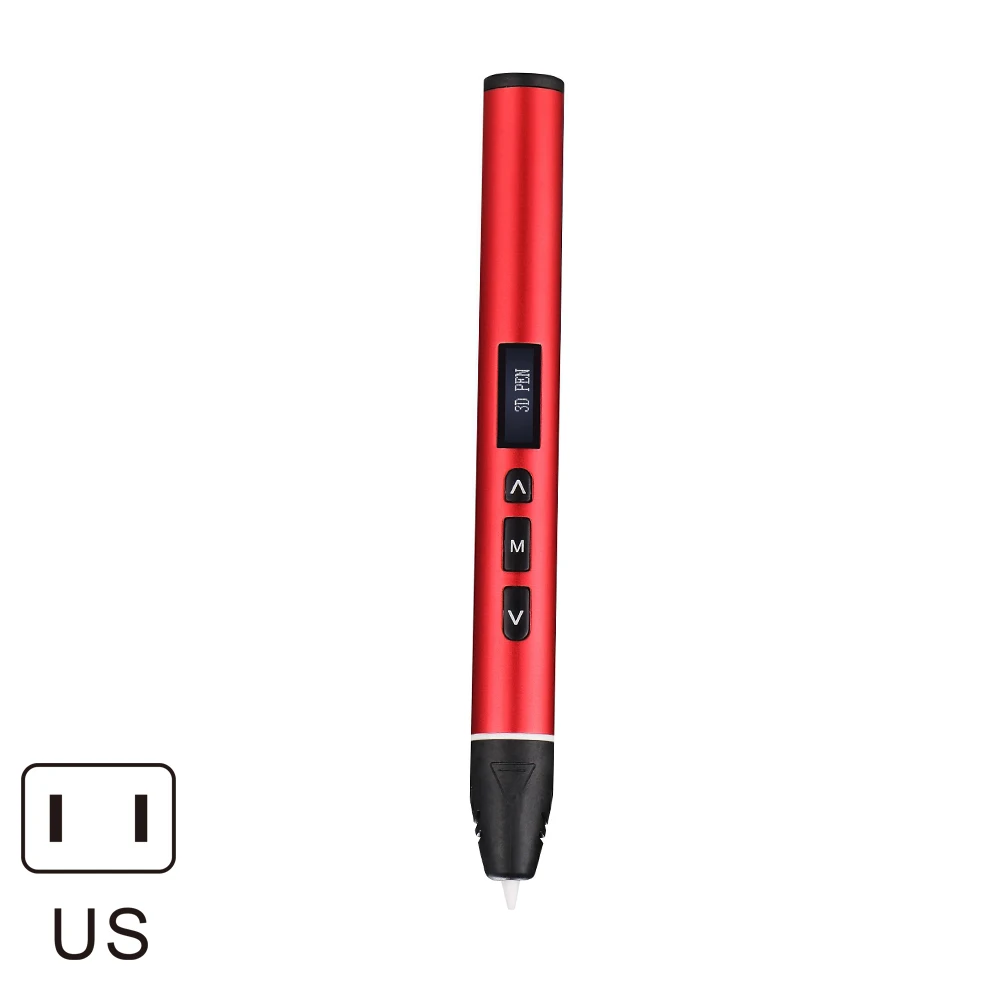 Red US plug 3D печать Ручка OLED дисплей Поддержка PLA PCL Режимы легко Управление ручки с принтом для подарков WIF66 - Цвет: Red US plug