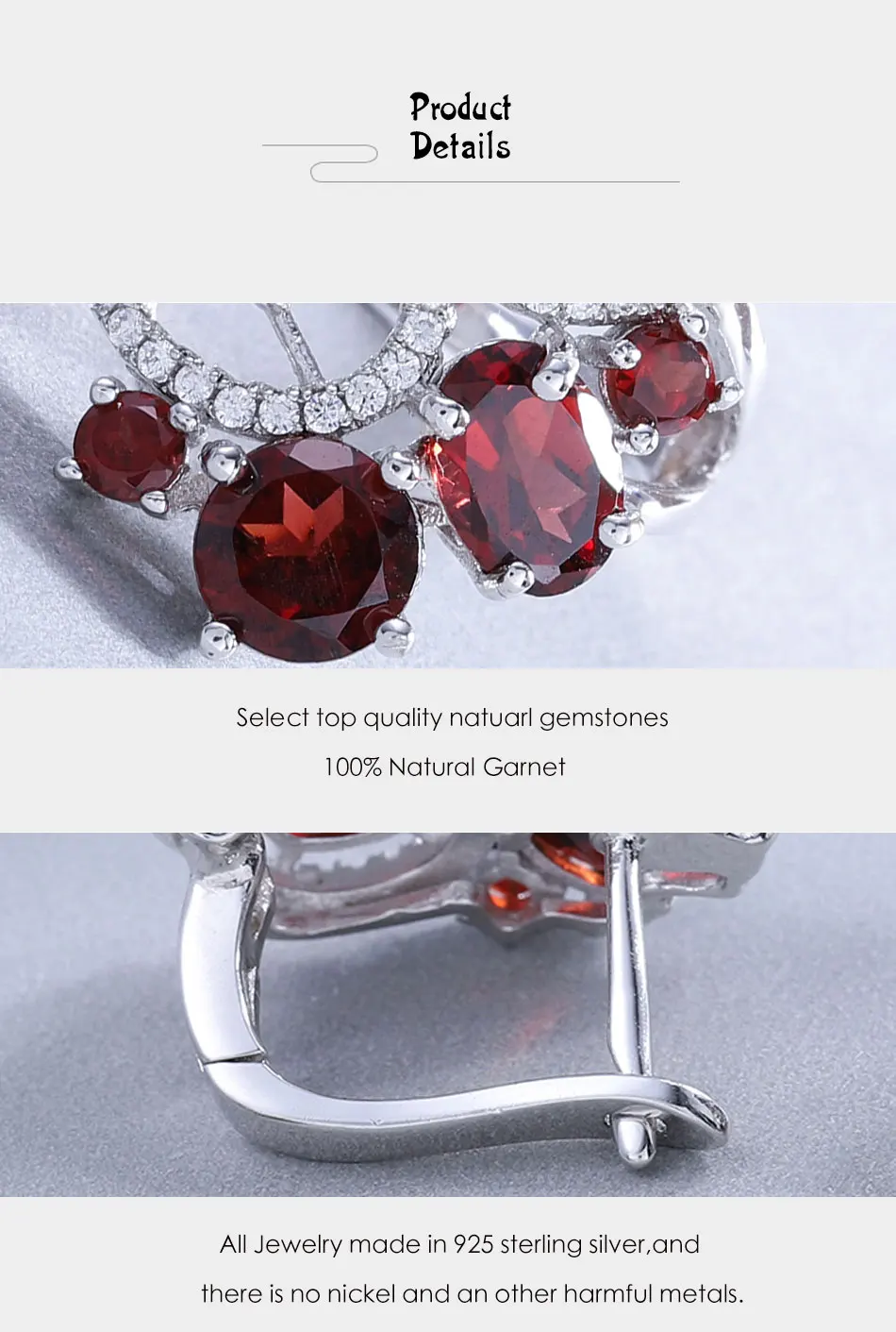 GEM'S балетные 925 пробы серебряные цветочные серьги 6.23Ct натуральный гранатовый камень серьги-гвоздики хорошее ювелирное изделие для женщин