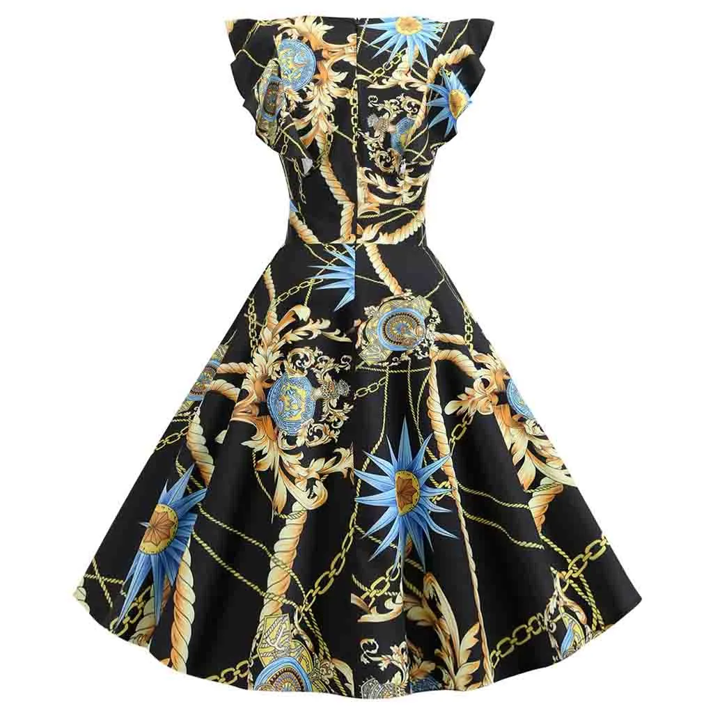 Женское вечернее платье с принтом коктейльное бальное для выпускного вечера