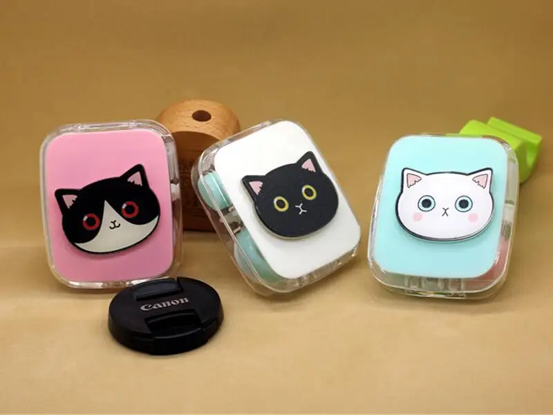 LIUSVENTINA DIY акриловый милый портативный чехол для контактных линз с кошачьим лицом