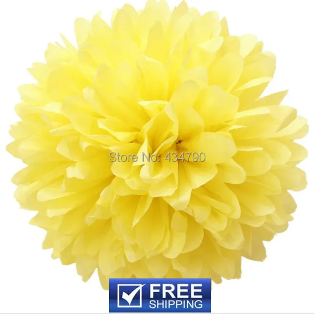

20pcs 14"(35cm) Handmade Tissue Paper Flower Balls Yellow-Nursery Party Pom Poms,weddings,Thanksgiving-Choose Your Colors