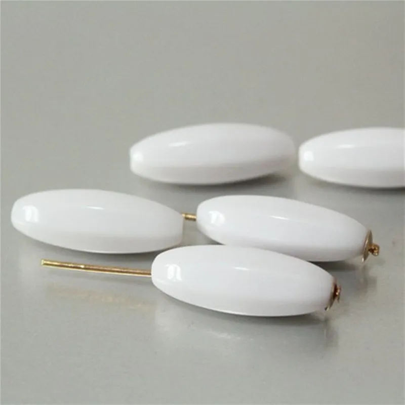 50 шт. белые акриловые овальные бусины для ожерелья браслета сережек ювелирные