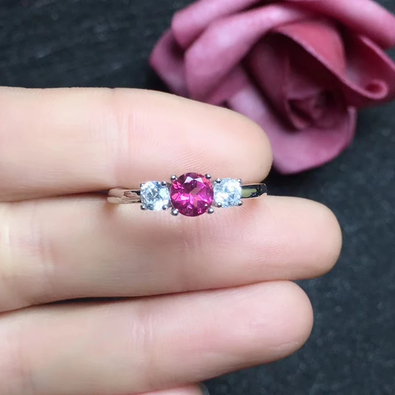 Кольцо CoLife Jewelry розового топаза для молодой девушки 5 мм VVS натуральное серебро 925 Серебряное кольцо в подарок на день рождения.