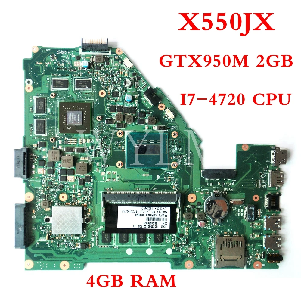 X550JX материнская плата GTX950M/2 ГБ i7 4720HQ Материнская Asus X550J X550JK FX50J A550J K550J W50J для