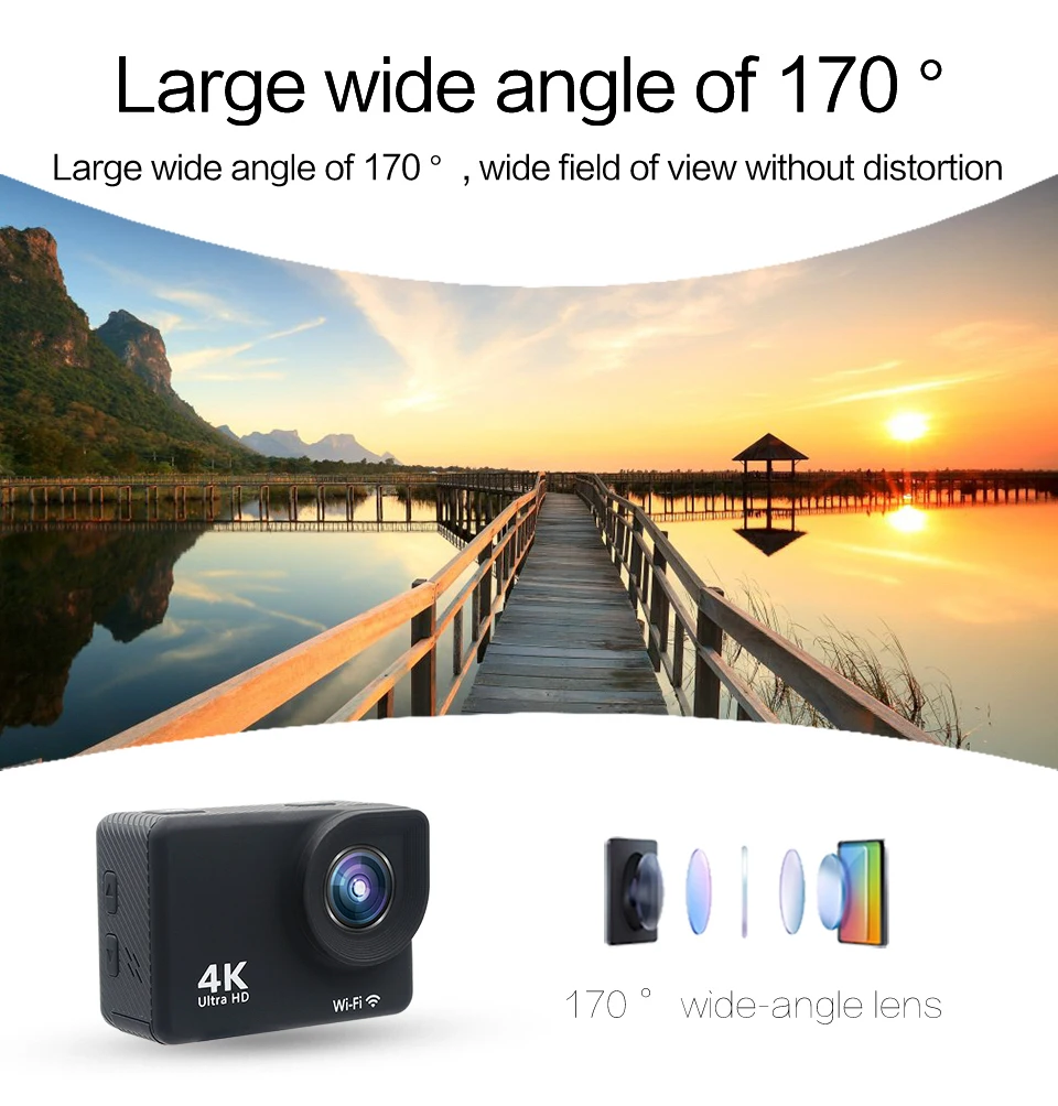 HAMTOD H2A 4 K WiFi Экшн-камера 2 0 дюймов ЖК-экран 1080 P HD Дайвинг Водонепроницаемая мини
