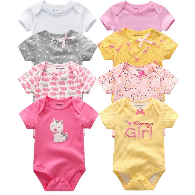 baby bodysuits w32 Боди для новорожденных; 8 шт./лот; хлопковые кружевные Дизайнерские летние боди с принтом; Roupas de bebe; комбинезон; одежда для маленьких девочек - Цвет: baby bodysuits w32