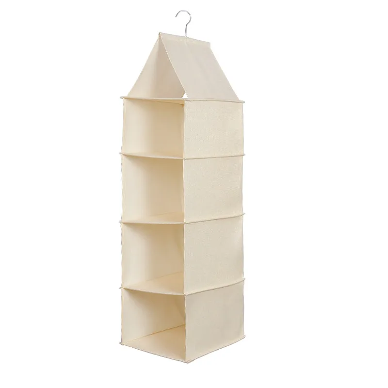 

Multi-layer storage hanging bag Wardrobe drawer type organizer box New cotton and linen Fold-able clothes storage hanging bag