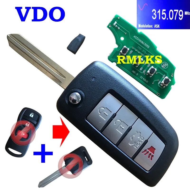 Для 2005 2006 Nissan Altima Автомобильный Дистанционный ключ без ключа, флип-ключ, 4 кнопки, Автомобильный складной ключ KBRASTU15, CWTWB1U758