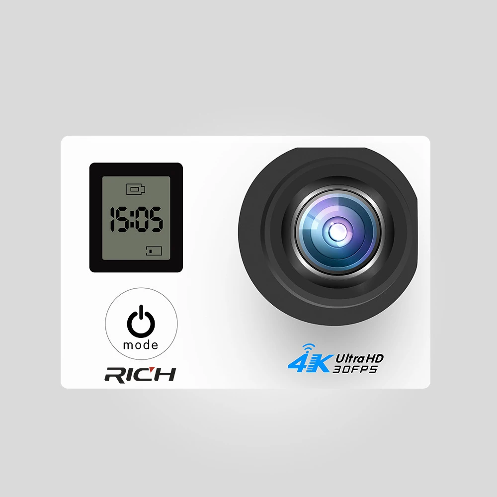 Экшн-камера RICH V903D 4K 2 0 дюйма двойной ЖК-дисплей 16 МП Спортивная Wi-Fi 30 м