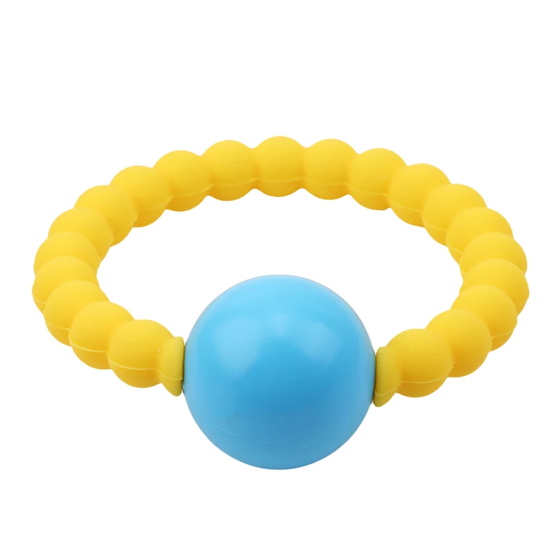 Пищевой Силиконовый браслет с круглыми бусинами BPA Free Baby Teether успокаивающее