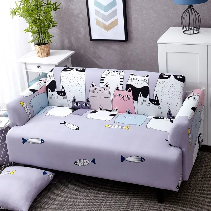 

Lovely Cats Spandex Sofa Cover Cute Cats Pattern Sectional Couch Cover All-inclusive Couch Cover Furniture Protector