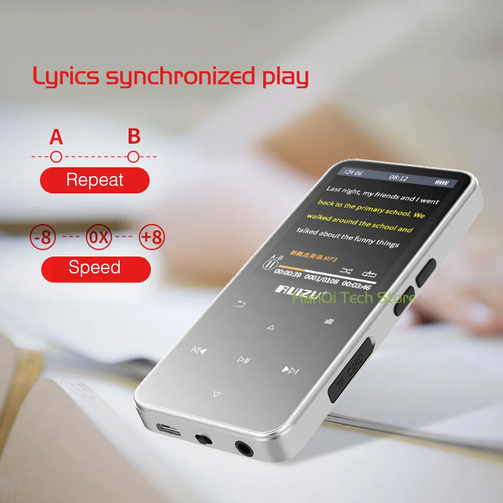 RUIZU D10 Bluetooth MP3 плеер без потерь HiFi MP3 музыкальный плеер портативный аудио 8 ГБ с динамиком FM радио Электронная книга часы