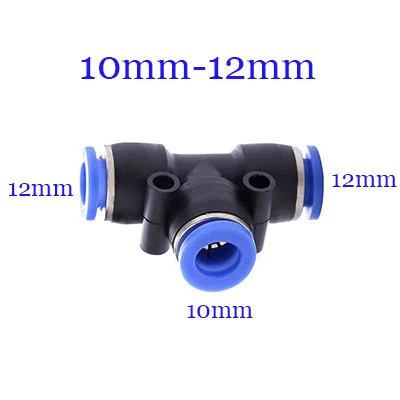 10mm-12mm 10 мм 8 мм 12 мм 6 мм 4 мм 16 мм OD шланг 3 способа T образный тройник пневматическая трубка Push In Air фитинг для газопровода быстро фитинги Соединительные адаптеры - Color: 10mm-12mm