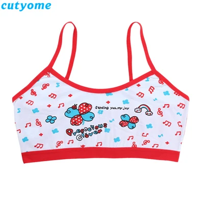 Red Girls Bra Бюстгальтер без косточек для девочек-подростков; детский спортивный бюстгальтер; хлопковый топ с буквенным принтом; майка для подростков; бюстгальтеры; детское нижнее белье; нижнее белье для детей 12-14 лет - Цвет: Red Girls Bra