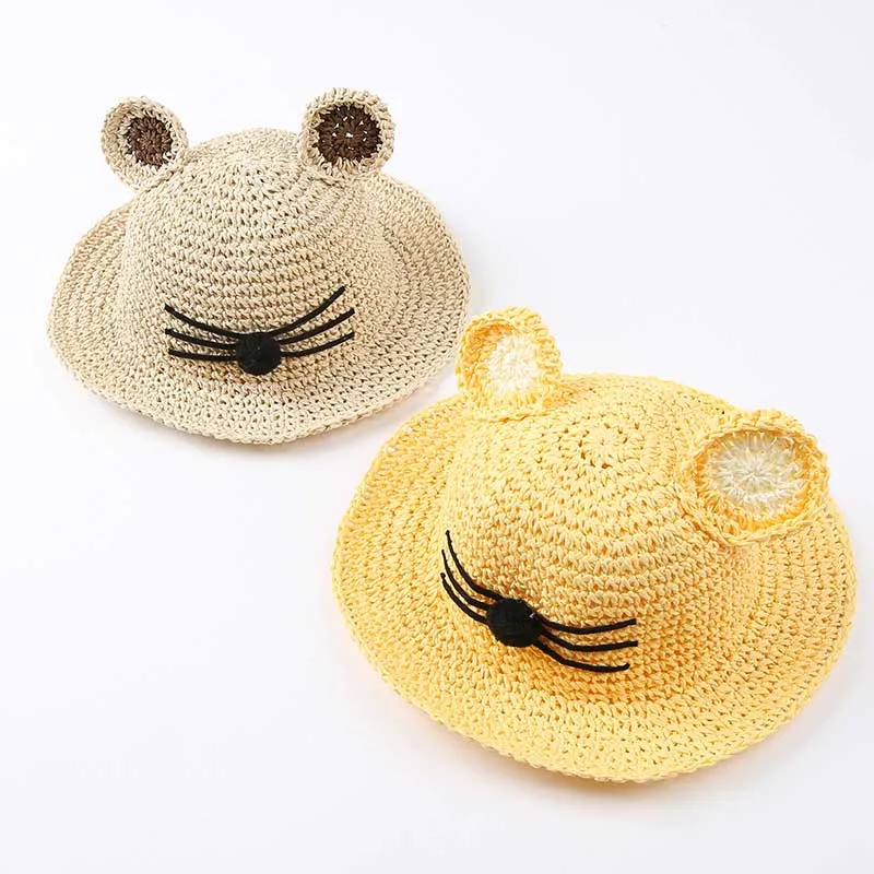 Детская соломенная шляпа с милым рисунком Летняя для маленьких девочек детская