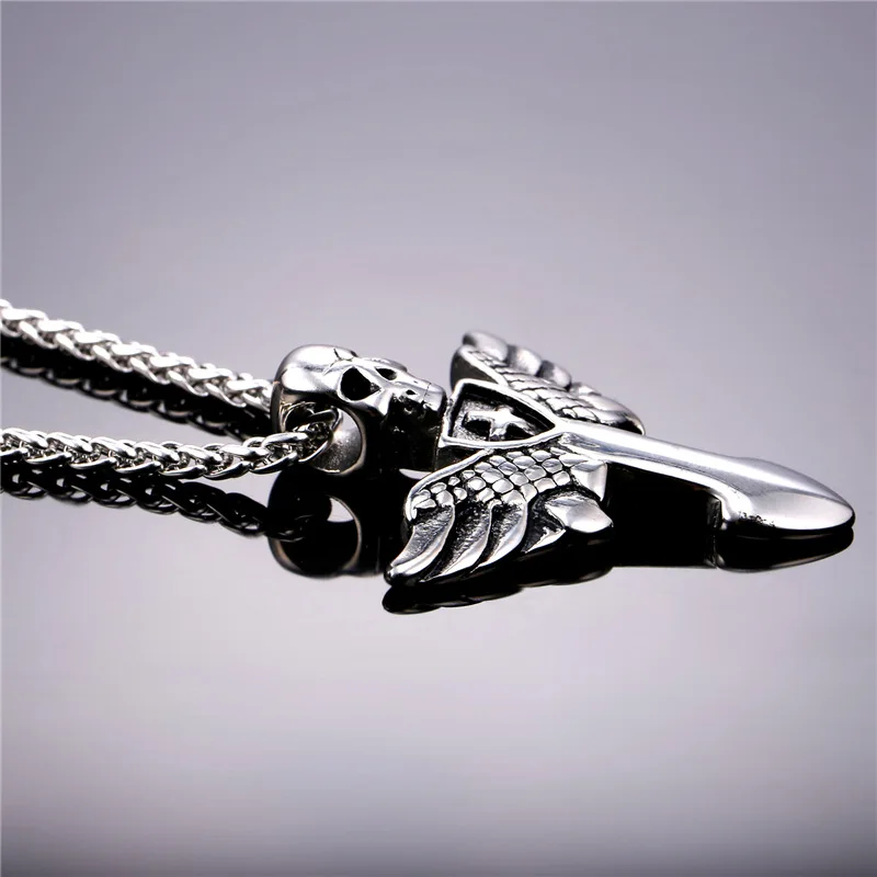 G в стиле панк рок Стиль Латинский крест Скелет крыло для мужчин кулон из желтого