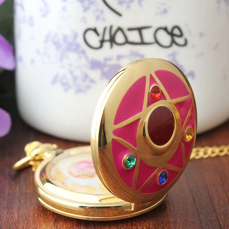 Новые кварцевые карманные часы с пятиконечной звездой Сейлор Мун ожерелье для