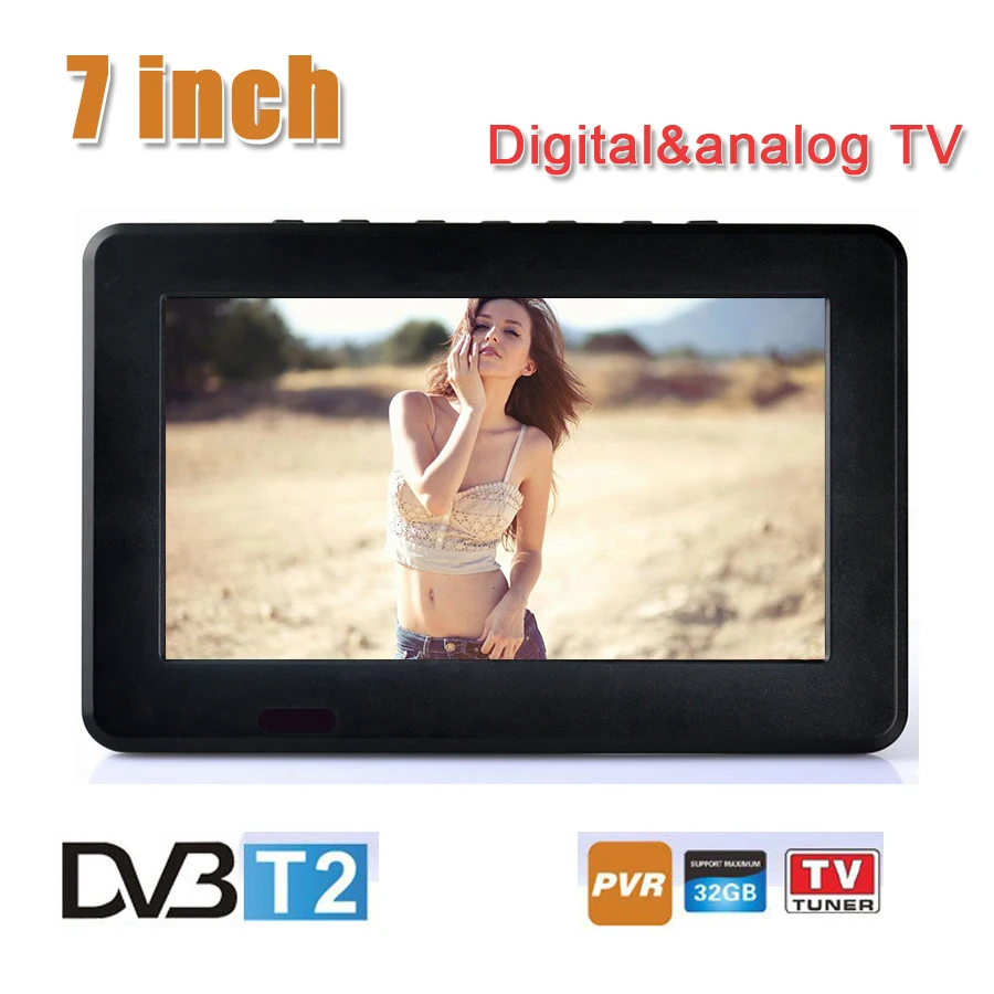 Модный 7-дюймовый 16:9 HD TFT DVBT2/DVBT цифровой и аналоговый Мини светодиодный