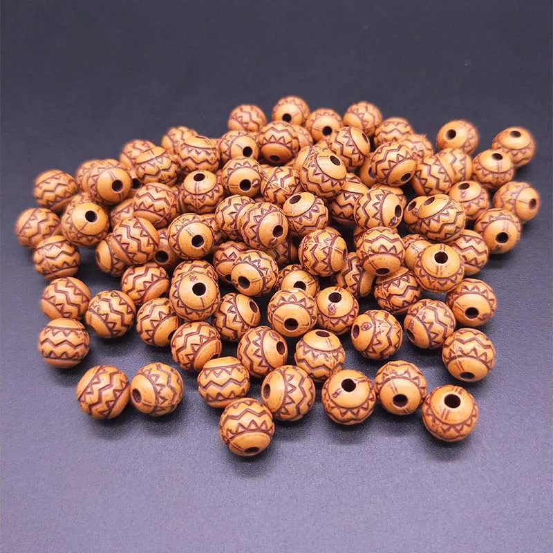 100pcs 8mm Imitation Wood Beads Plastic Spacer Loose Necklace Bracelet DIY Crafts Jewelry Making Accessories | Украшения и