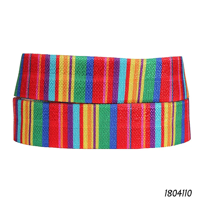 

(50 yards/lot) Beautiful rainbow gradient colors elastic ribbon, factory cheap price heat transfer printing foe